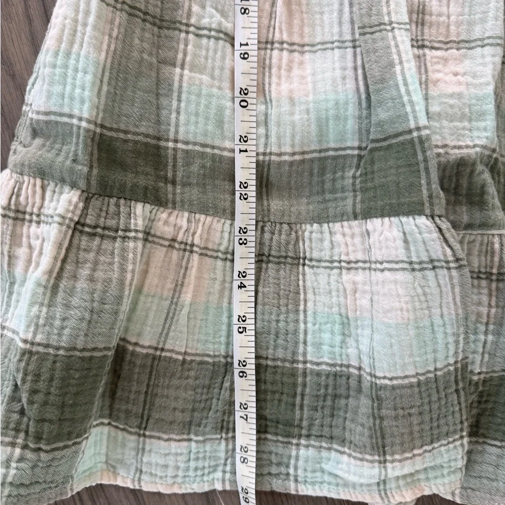 Cat & Jack Plaid Puff Sleeve Dress in Mint Green and Cream - Picture 5 of 6